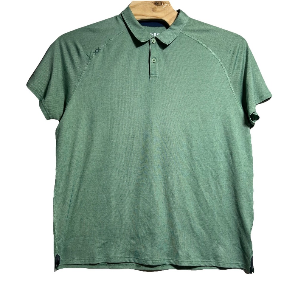 Rhone XXL Polo‎ Shirt Men's Green Stripe Pique Golf